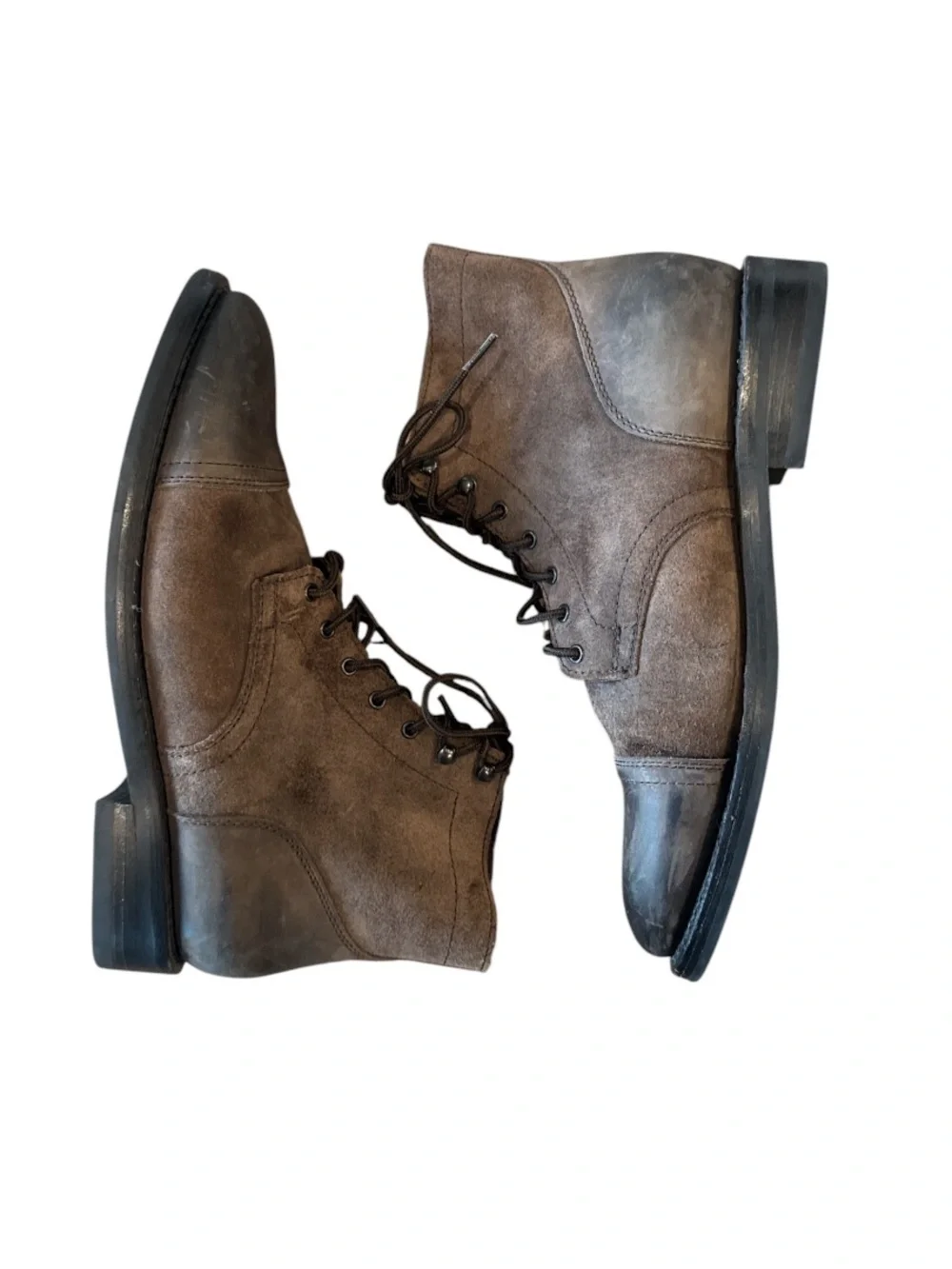 Thursday Captain Lace Up Boots Driftwood Mixed Leather Suede Cap Toe Size 12.5